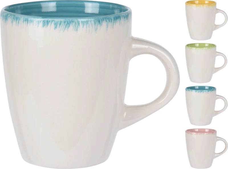 BEKER AARDEWERK 320ML D8,5 H10,5CM 4ASS KLEUR