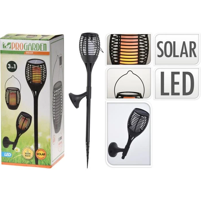 SOLAR FAKKEL ZWART FLAME LED D12 H78CM (3in1)