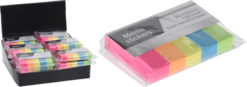 MEMO STICKERS 1,2CM 5KLEUREN x 100 VEL