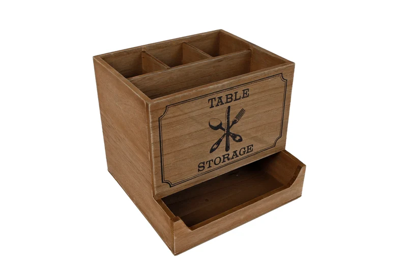 Bestekbakje "Kitchen storage" hout servetbakje 19x19x17cm
