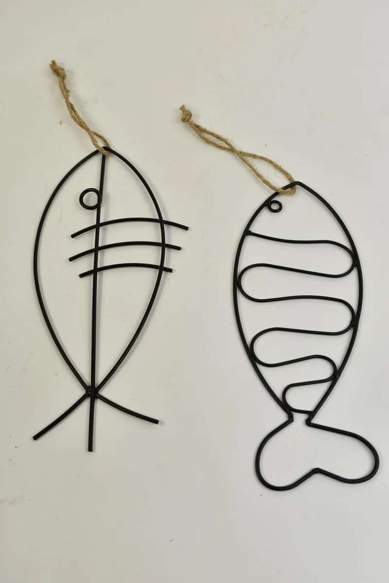 Hanger fish metal 28x14x0.5cm 1pc Mixed Black