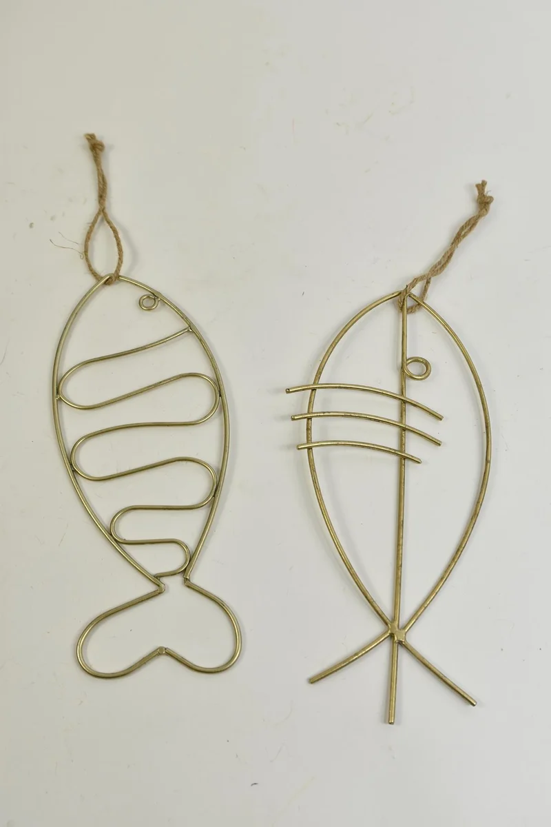 Hanger fish metal 28x14x0.5cm 1pc Mixed Gold-wash