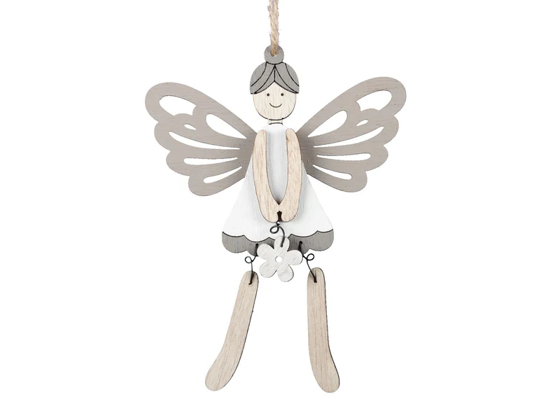 pb. 2 wooden fairies/hanging white 20 cm