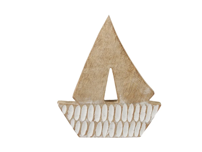 pc. 1 wooden boat white 20x17cm
