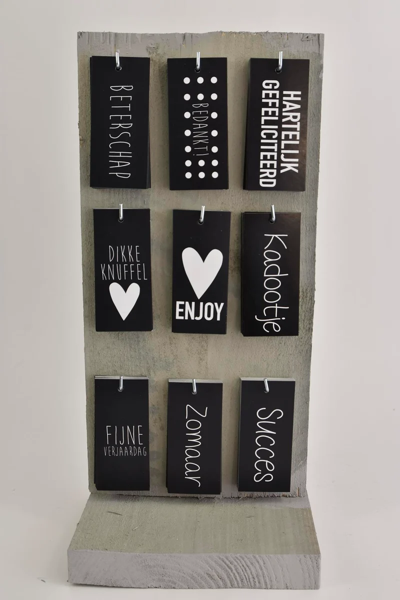 Kaartjes display Tekst compleet 225 kaartjes grijs