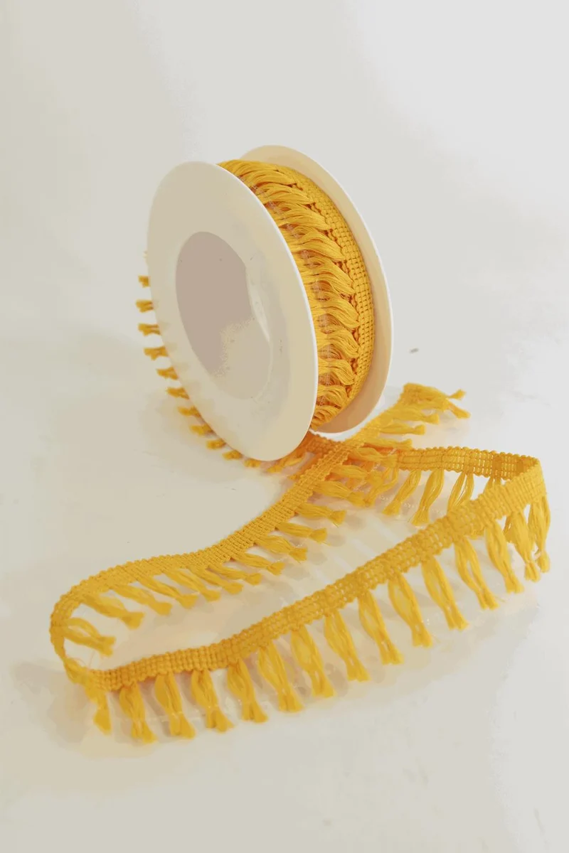 Polyester Lint ''Kwasten'' 25mm 7mtr geel