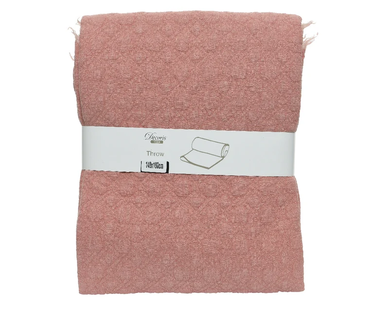 Throw cotton padded pink 130x170cm