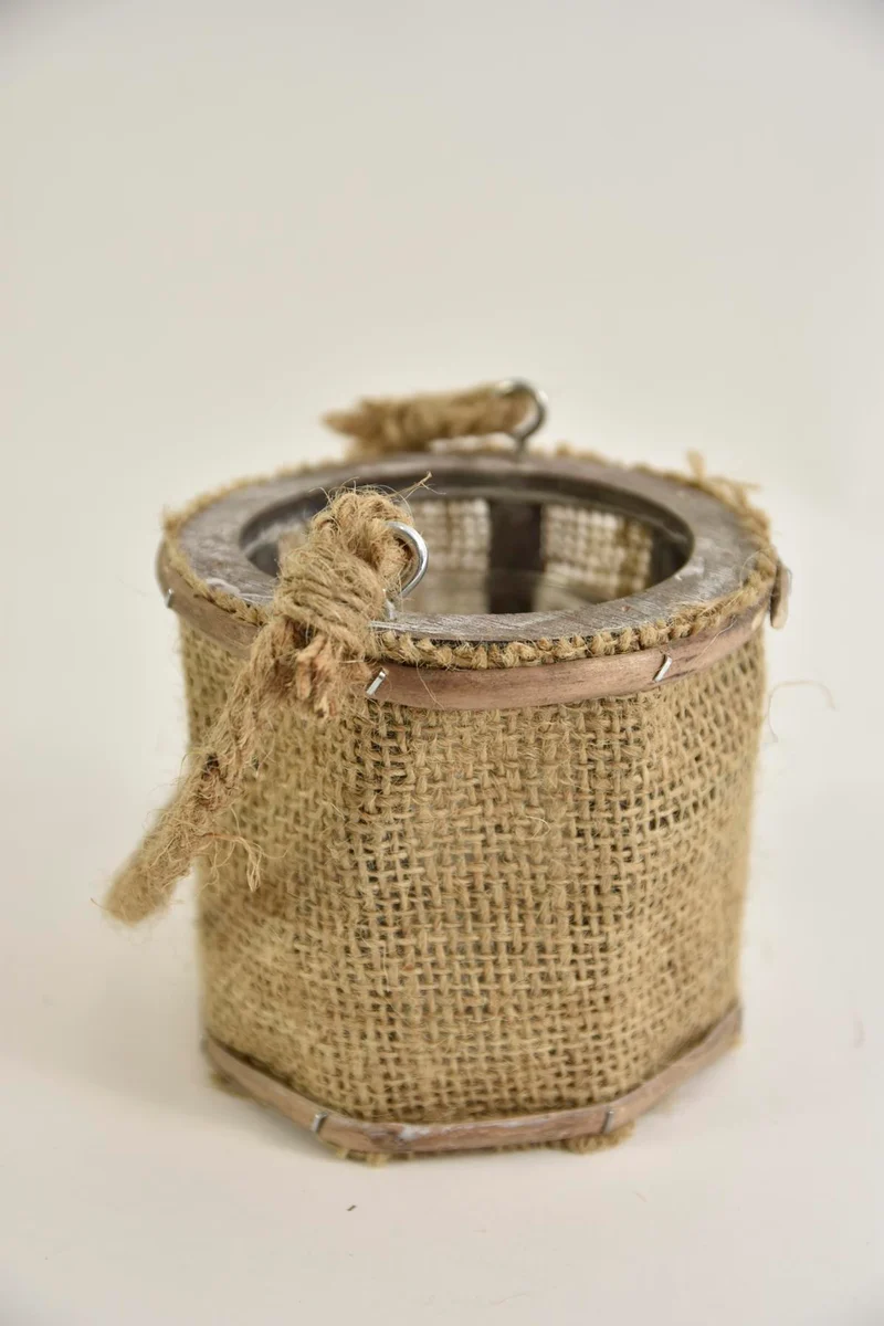 Lantaarn rond ''Jute'' met cil.glas en hengsel D11 H11/26,5cm