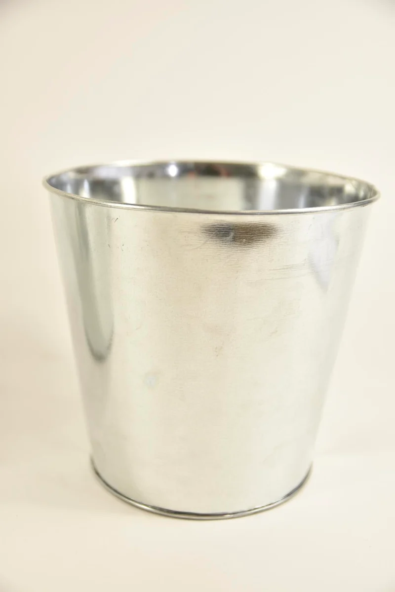 Zinken emmer rond naturel D17 H16,5cm