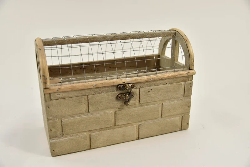 Opbergbak grijs met gaas dak 23,5x10,5x16cm