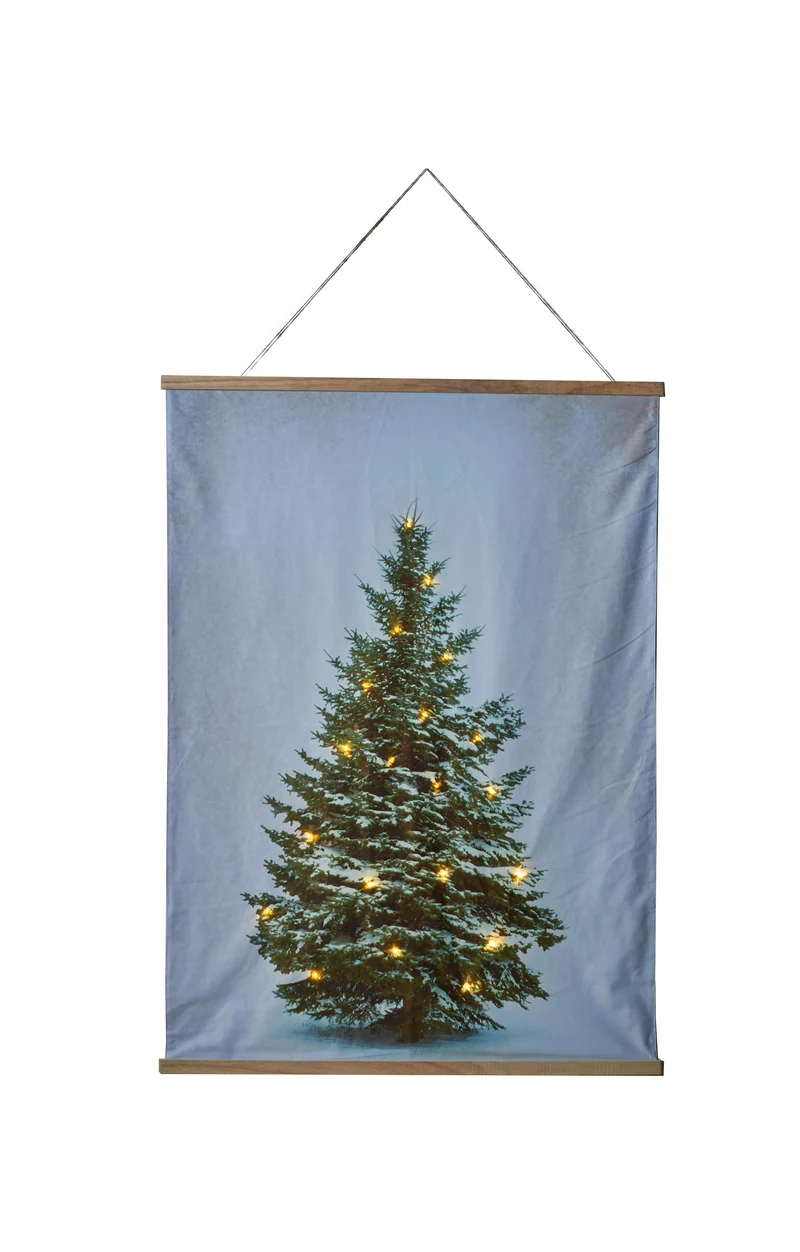 B.O. FLUWEEL DOEK KERSTBOOM 90x120CM MET 20LED WERKT OP 2xAA