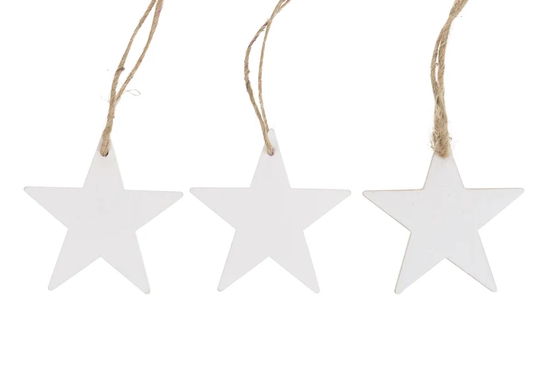 Wooden star 7x7cm 10pc - White