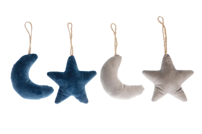 Hanger star / moon fabric 15cm 1pc - Mixed