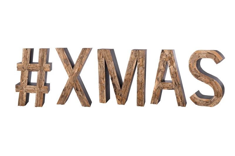Erosion wood text #XMAS M 391x29x118cm - Natural