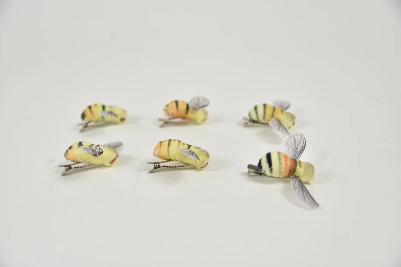 Bees on clip S/6 8cm yellow/black