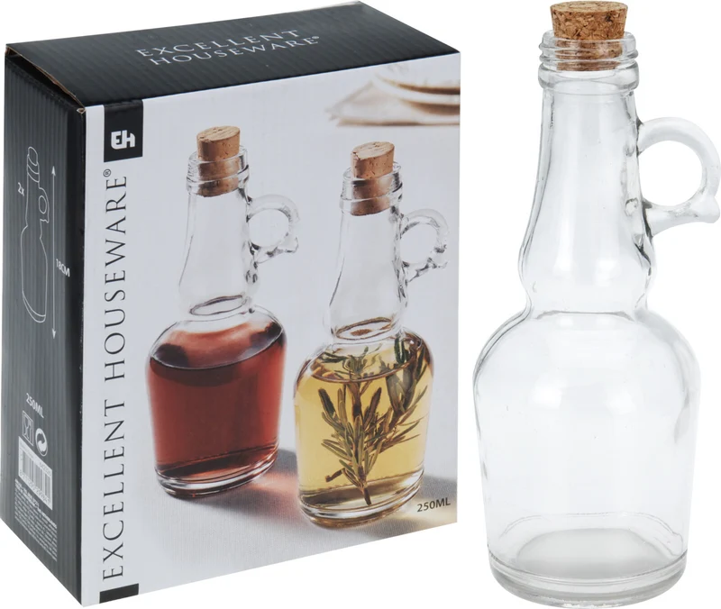 SET VAN 2 FLESSEN GLAS MET KURK D7 H18CM 250ML