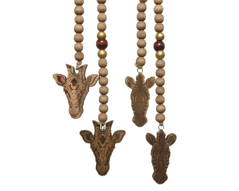 Swingtag a 1 paul bead garland animal 2ass natural/gold 71cm