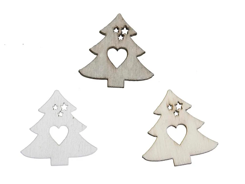 pb. 60 wooden trees 3 ass. natural/grey/white 3 cm