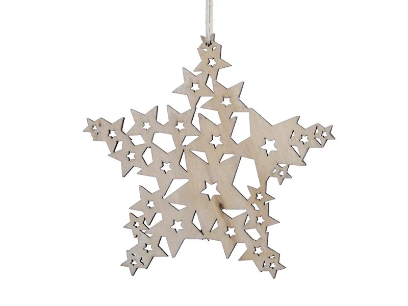 pb. 5 wooden stars/hanging natural 10x10 cm