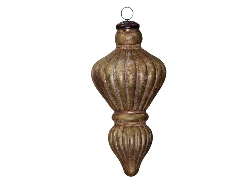 pc. 1 glass hanger "deco" gold 11x21cm