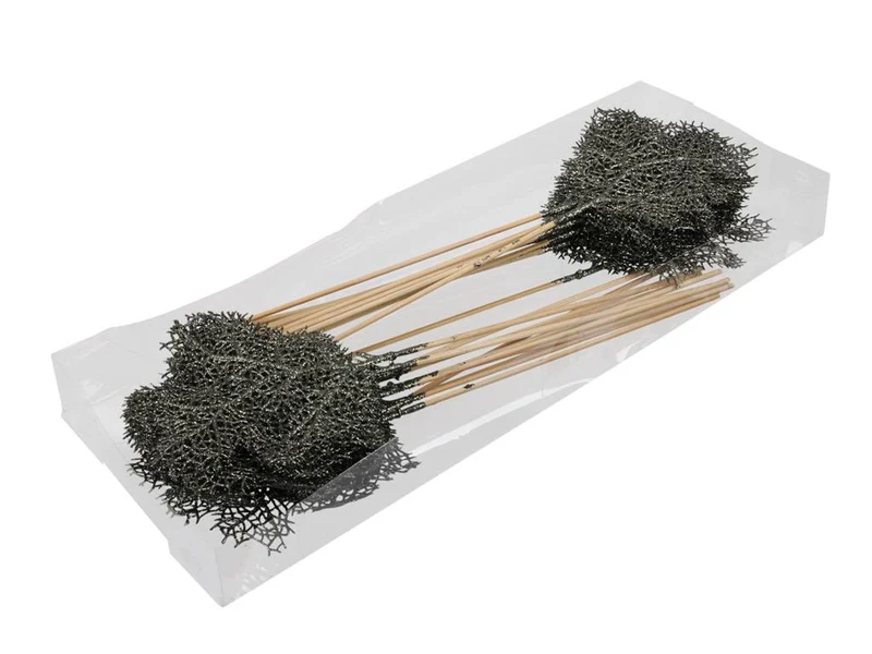 PET 24 glitter deco/stick pine green 14 cm