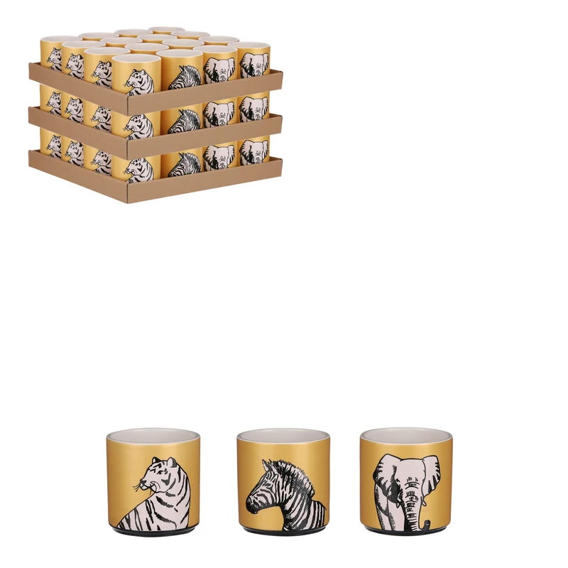 Pot dier goud 3 assorti op display - h10xd10cm - per stuk