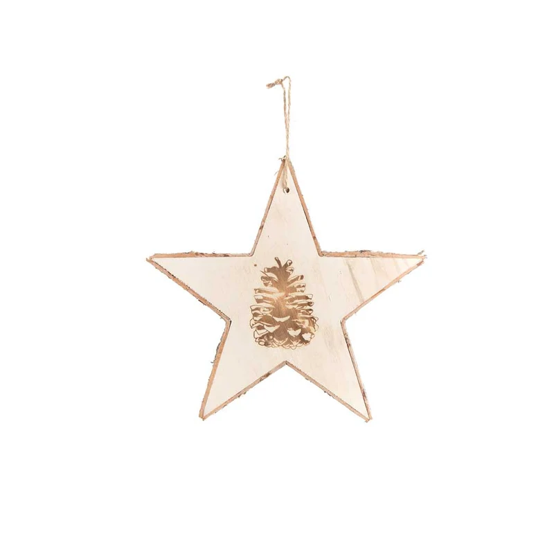 Hanger Star w/Burned Cones 20X20cm Natural
