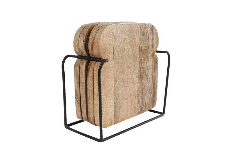Onderbord met standaard "Bread" L naturel hout 4 stuks 16x18x5cm