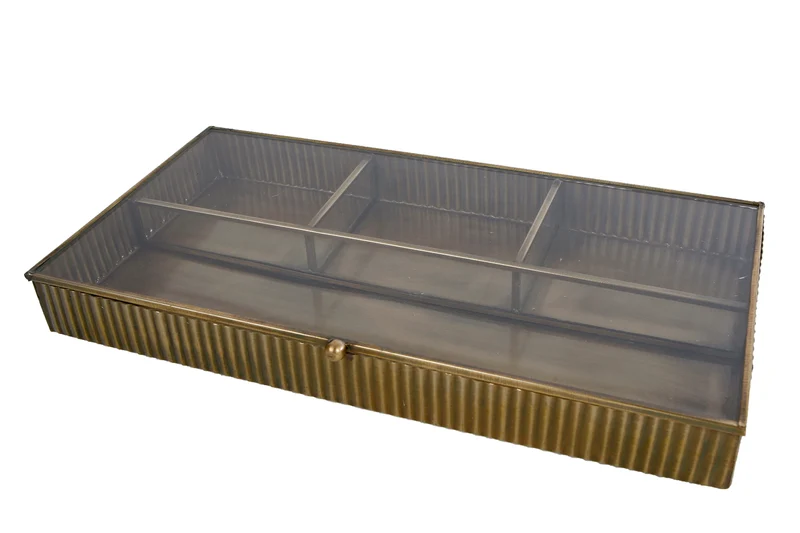 Showcase "Rowan" L oud goud metaal 30x15x3,5cm