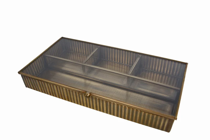 Showcase "Rowan" S oud goud metaal 25x15x3,5cm