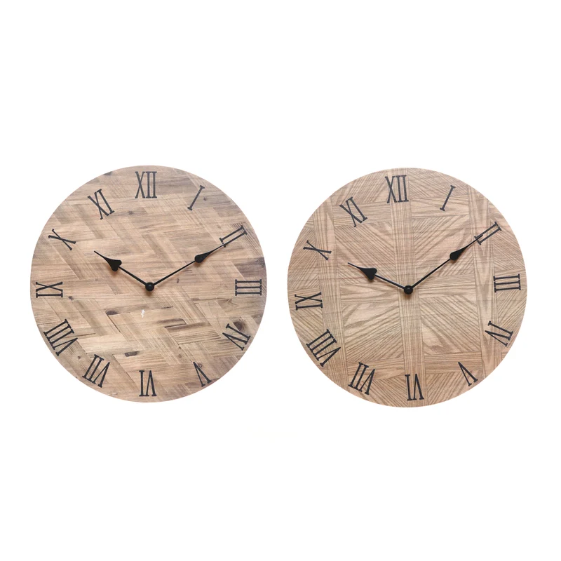 Houten wandklok 2 assortie 34,5x3cm