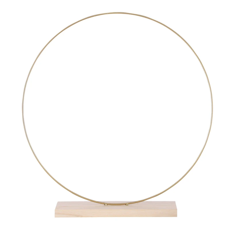 Decoratie cirkel op houten voet goud - b9xd55cm