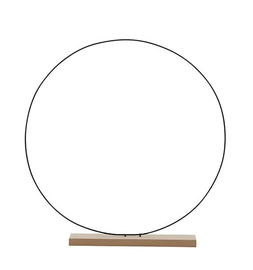 Decoratie cirkel op houten voet zwart - b9xd55cm