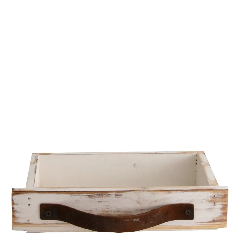 Drawer wood 19x10x4cm Antique White-wash