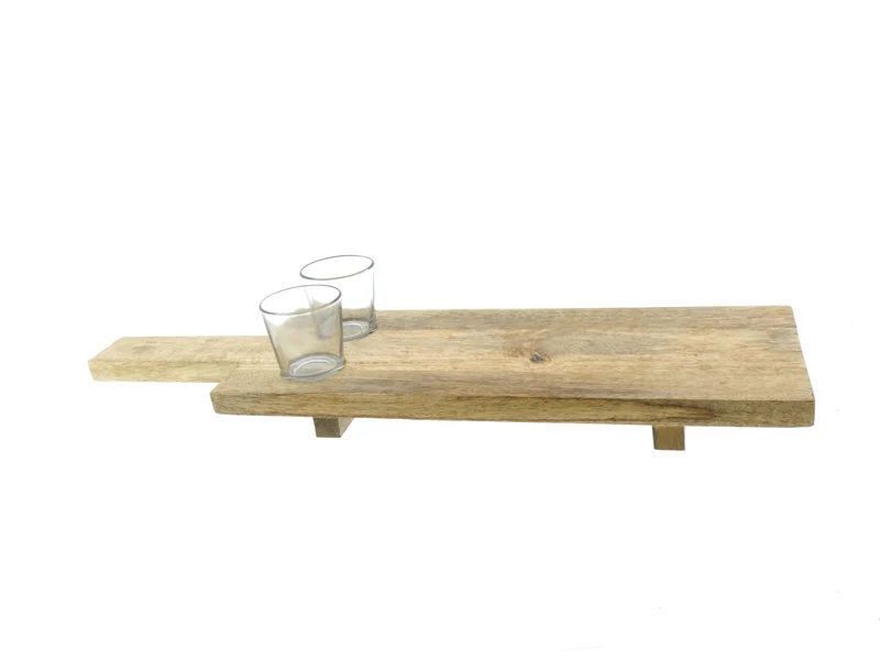 Snijplank mangohout met glas 60cm Natural