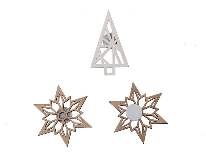 cb. 36 stuks wooden deco white/natural loose 4 cm