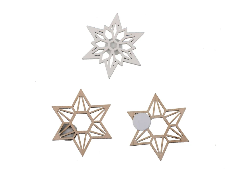 cb. 36 stuks wooden deco/loose white/natural 4 cm