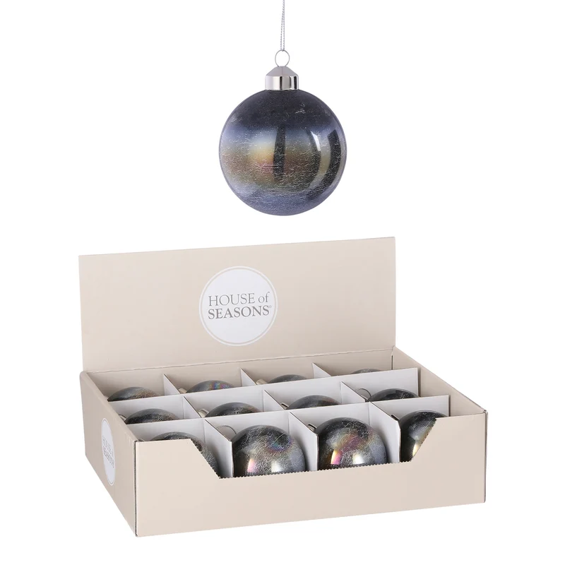 Kerstbal glas zwart - d8cm
