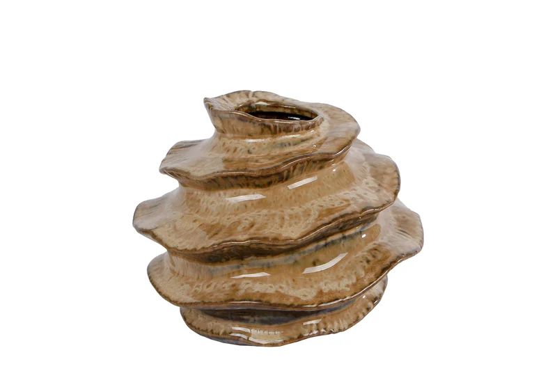 Vaas "Solange" S beige aardewerk 13x13x10,5cm