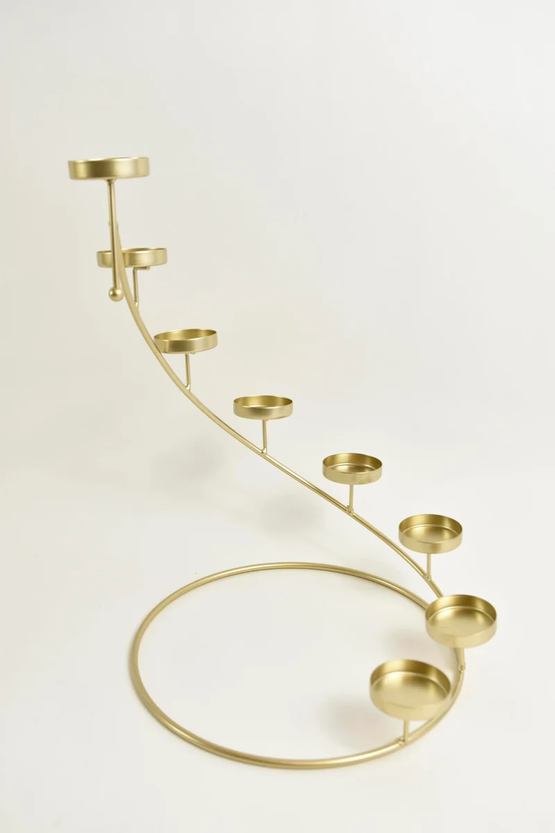Waxinelicht toren (8) ''trap'' metaal rond D25 H36,5cm goud