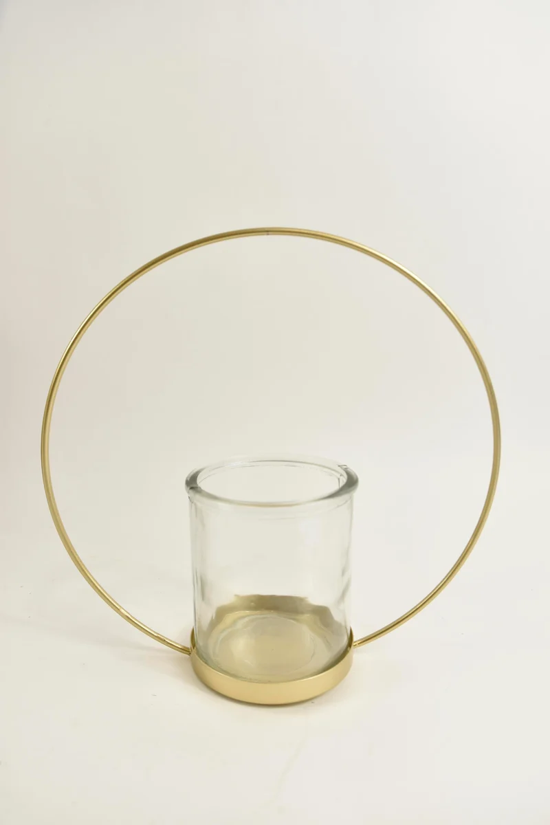 Sfeerlicht ''Ring'' XL metaal met glas D27 B10cm goud