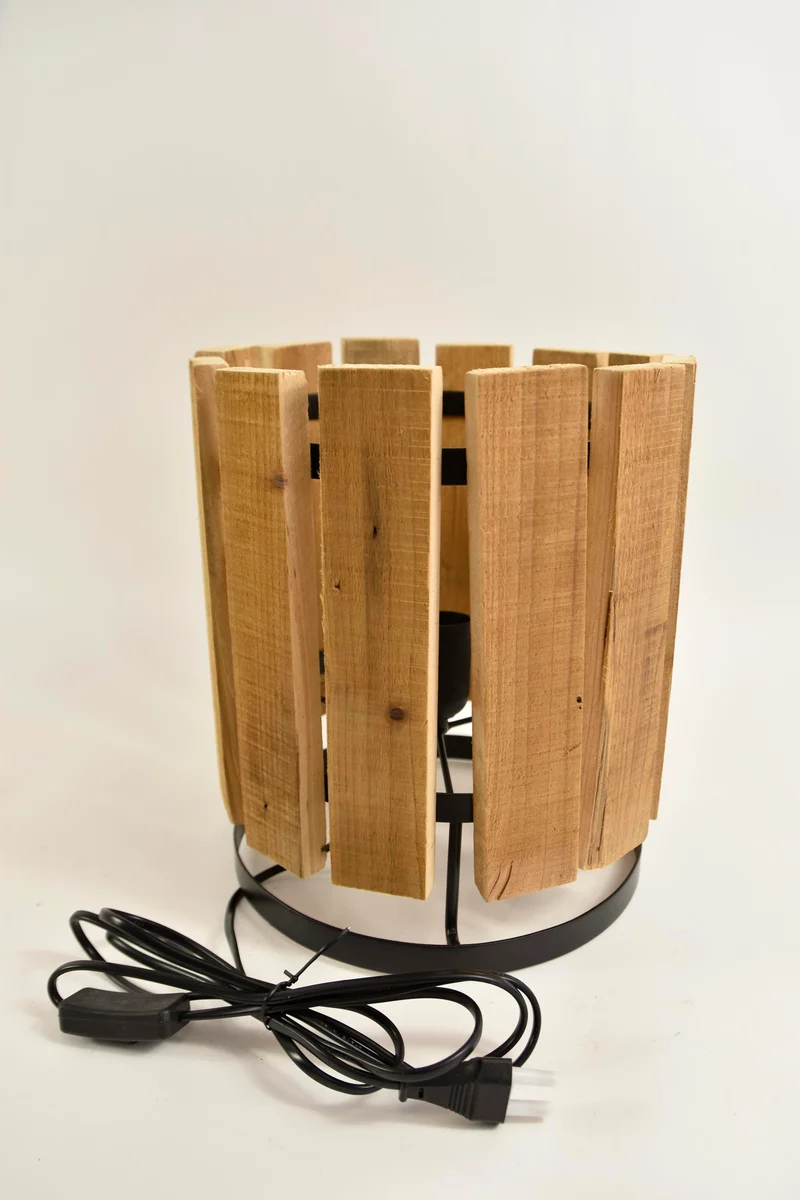 Lamp ''Hout'' rond D25 H30cm naturel