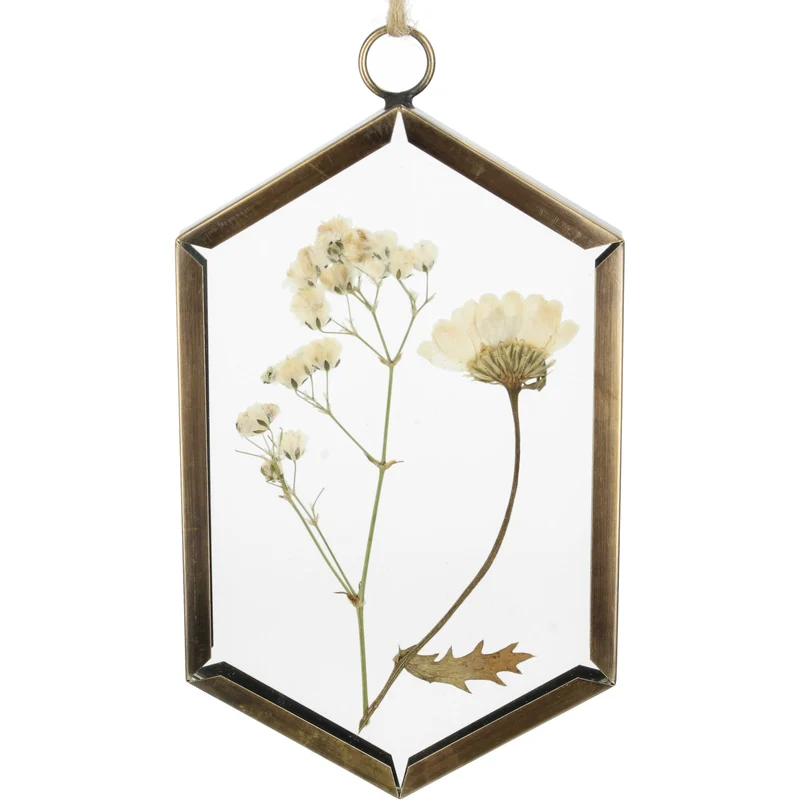 Ornament Dried Flowers Brass Bronze 7.5x1x12.5cm