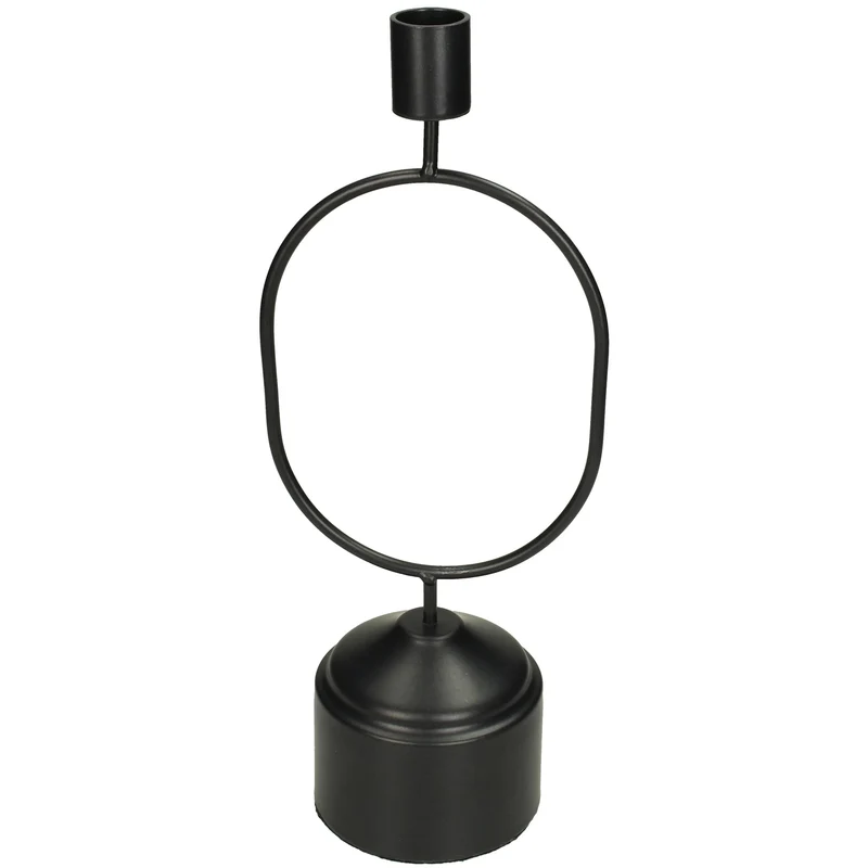 Candle Stick Metal Black 11.8x8.2x29cm