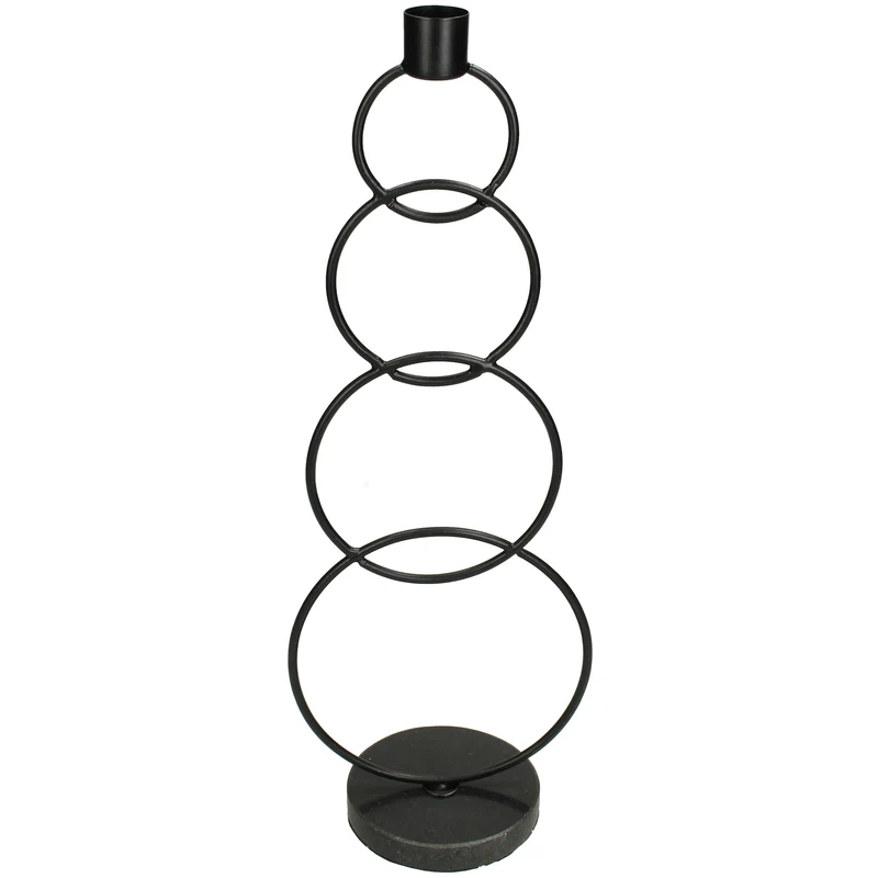 Candle Stick Metal Black 13x8.5x35cm