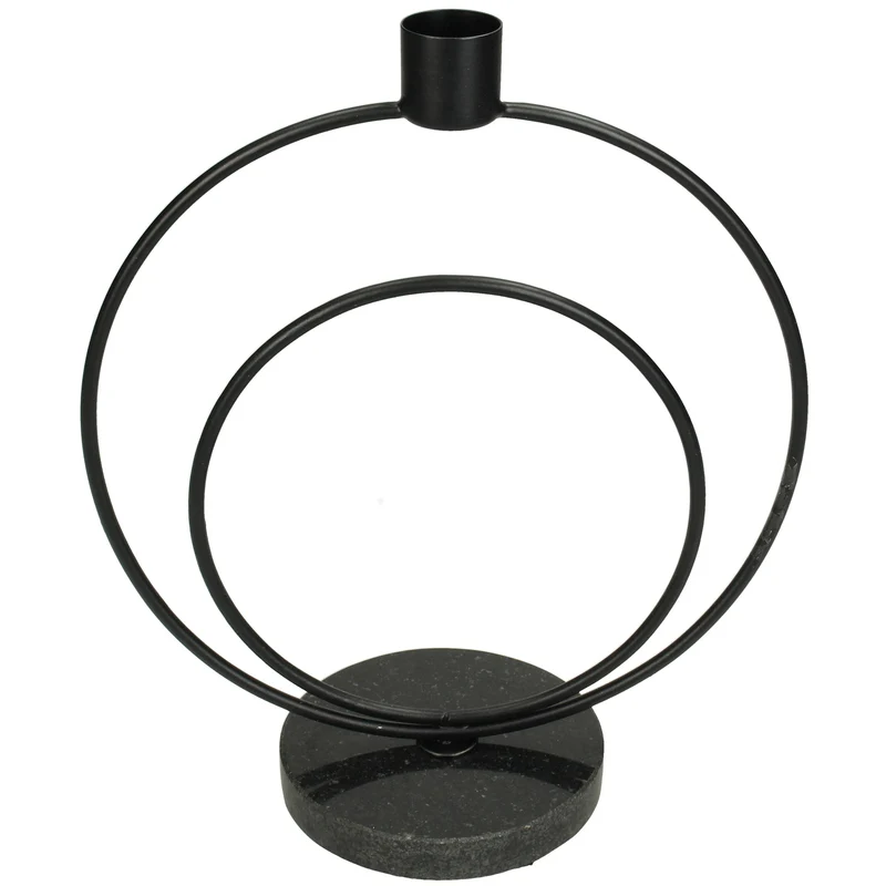 Candle Stick Metal Black 17.5x8.5x21cm
