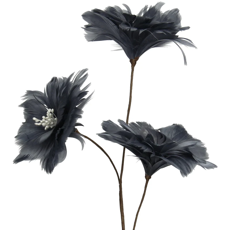 Spray Flowers Feather Grey 75cm
