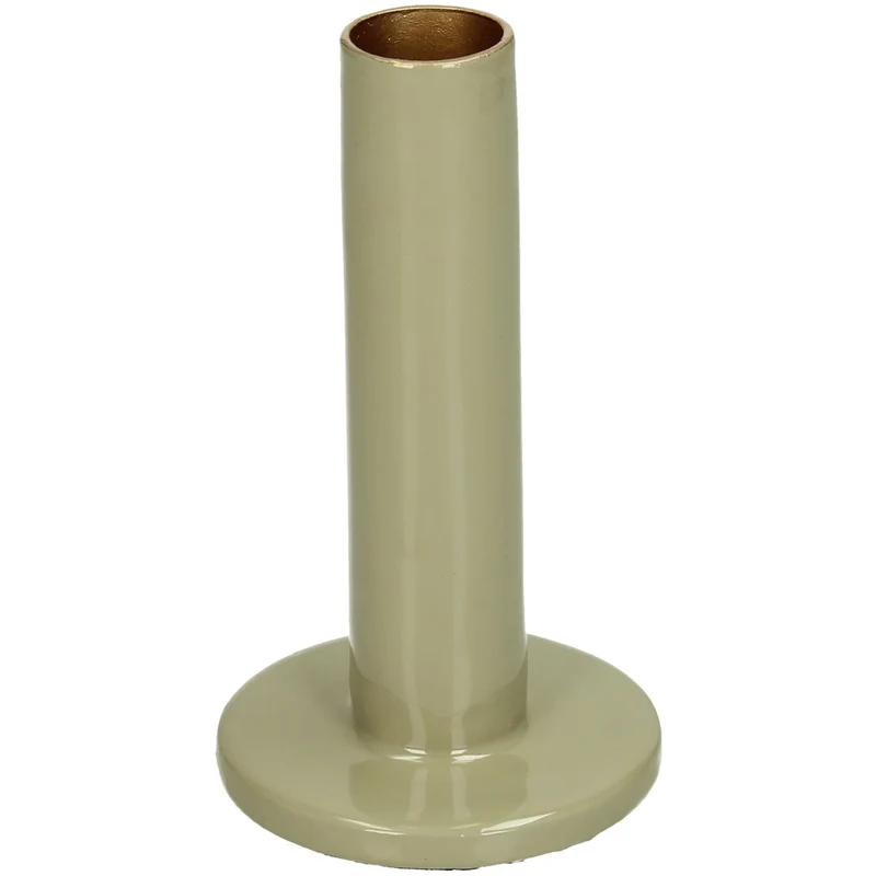 Candle Stick Metal Green 7x7x12cm