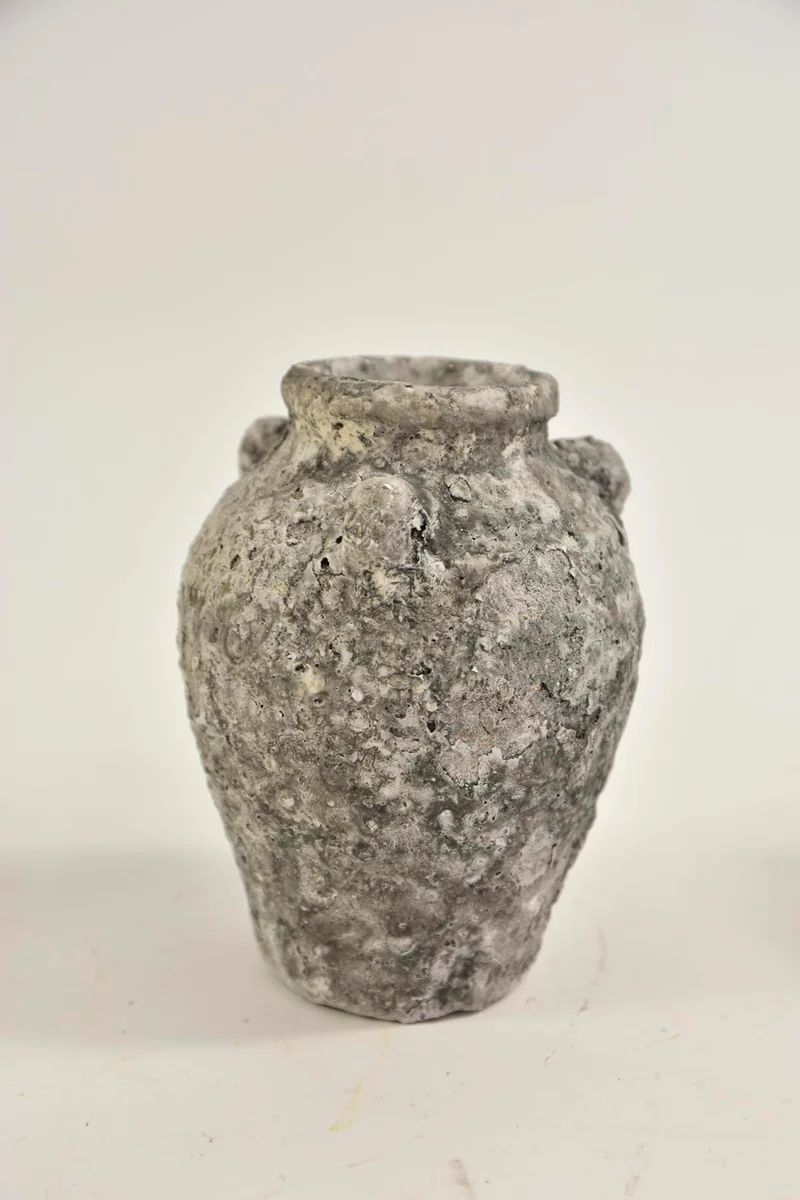 Kruik ''Raw'' met 3 oren 10x10x14cm Grey