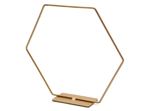 Metal hexagon on base 30cm gold